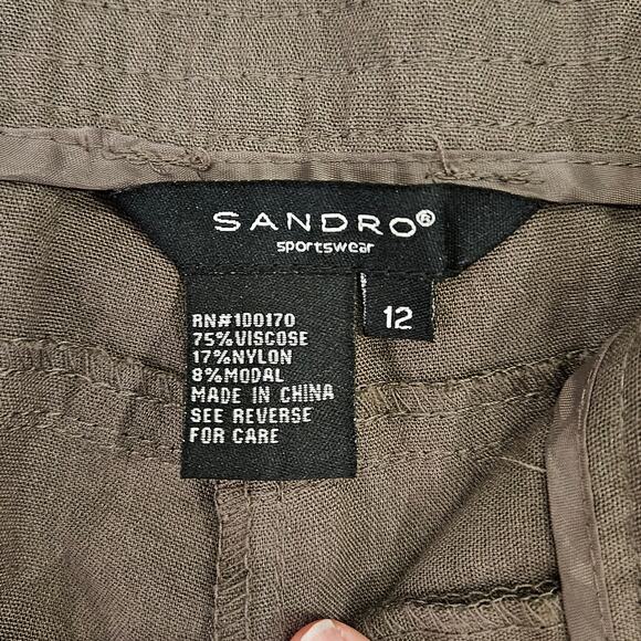 Sandro Pants Women Size 12 Straight Leg Lightweight Washable Trouser Heath Cliff - Picture 10 of 13